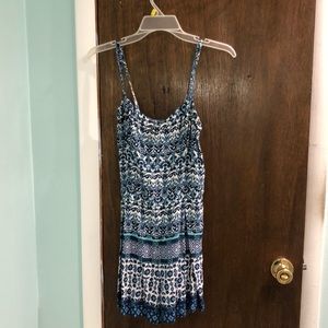 Blue and White Patterned Hollister Romper